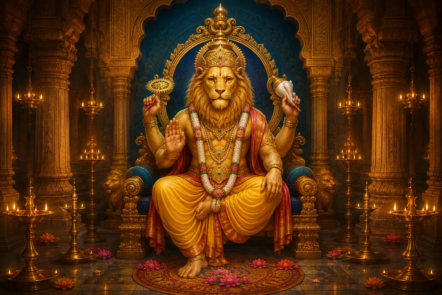 Illustrated Narasimha sanctuary used in the virtual temple